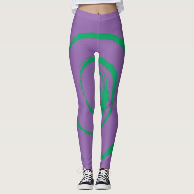 Überall drucken Leggings mit grünem Twirl (Vorderseite)