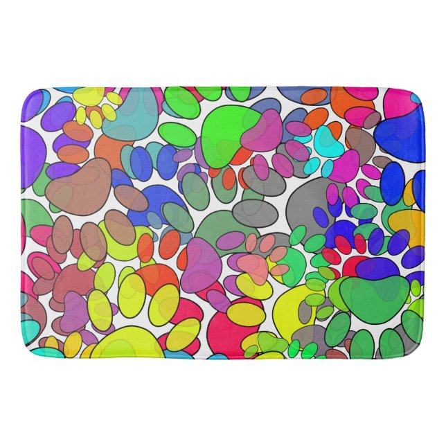 Überall drucken viele Hunde-Pfoten Badematte (Vorderseite)