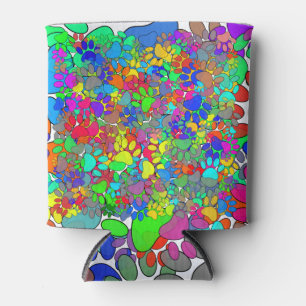 Überall drucken viele Hunde-Pfoten Dosenkühler