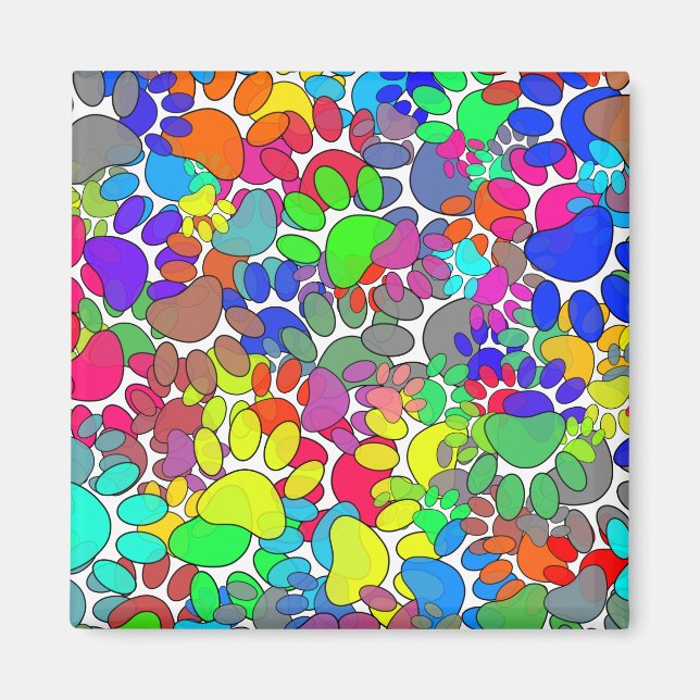 Überall drucken viele Hunde-Pfoten Magnet (Vorne)