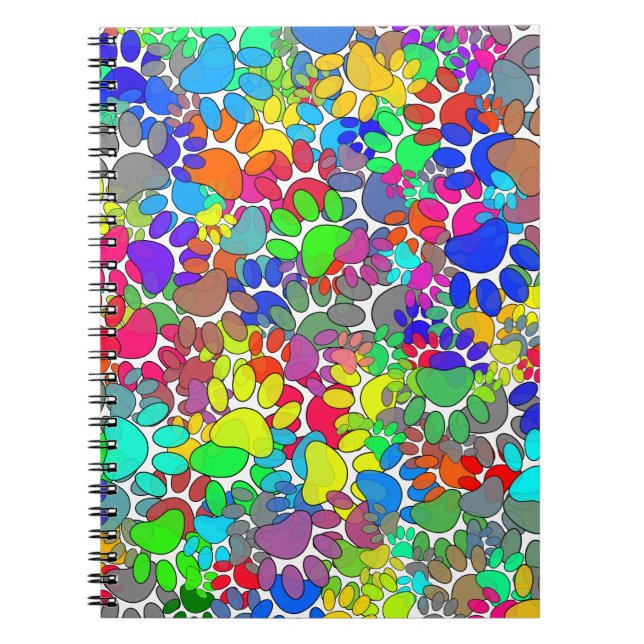 Überall drucken viele Hunde-Pfoten Notizblock (Vorderseite)