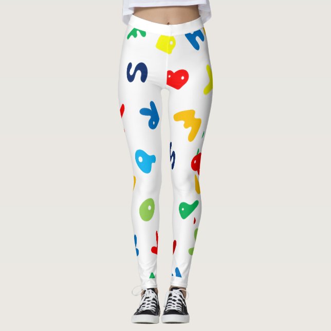 Überall druckende Leggings mit lebhaften Buchstabe (Vorderseite)