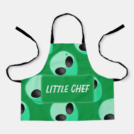 Überall druckt, grüne Alien Schürze