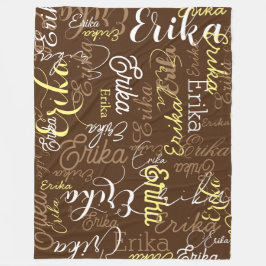 Überall in Braun gestempelte wiederholte Namen Fleecedecke