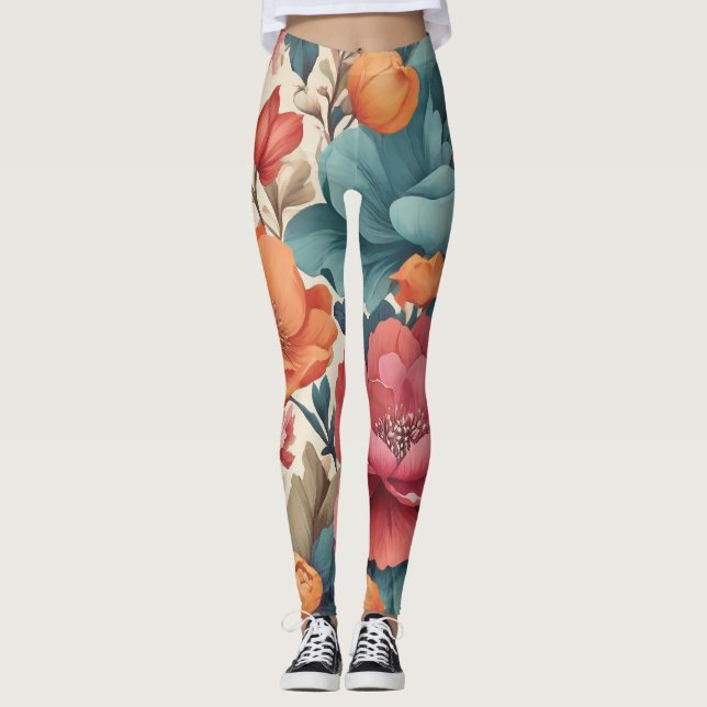 Überall in der Drucklegierung Florals Muster Leggings (Vorderseite)