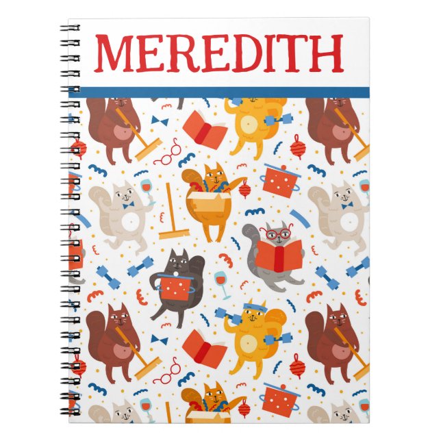 Überall in der Printmedien-Welt sind belebte Katze Notizblock (Vorderseite)