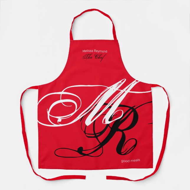Überall in gedrucktem Monogramm rot Schürze (Vorderseite)