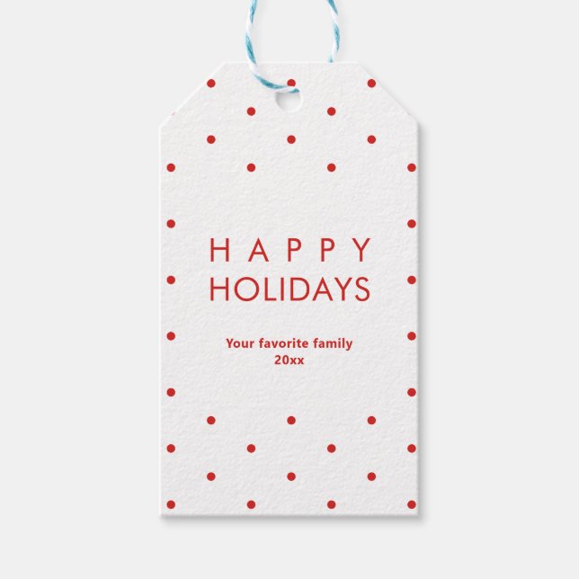 Überall in Red Dots Happy Holidays Geschenkanhänger (Vorderseite)