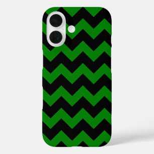 Überall in Zickzack Print Kelly Green und Black iPhone 16 Hülle