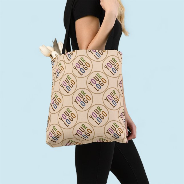 Überall Print Custom Totbeutel mit Firmenlogo (MISOOK Beige All-Over-Print Tote Bag with Your Logo Pattern)