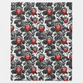 Überall schwarze, weiße und rote Erdbeeren Fleecedecke