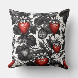 Überall schwarze, weiße und rote Erdbeeren Kissen