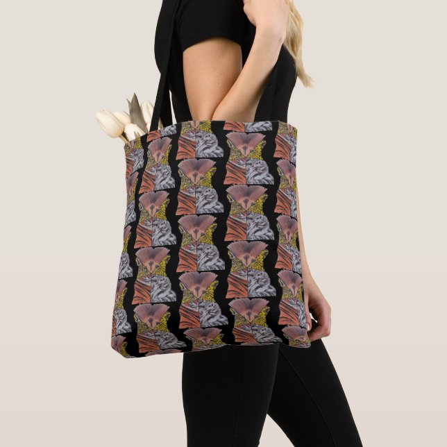 Überall Tasche - Große Katzen (schwarz Muster) (Von Nahem)
