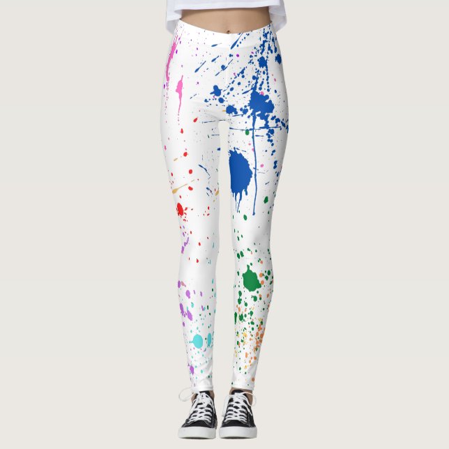 Überall über farbiges Spritzer-Muster Leggings (Vorderseite)