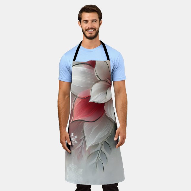 Überall Weihnachts-Blume Print Schürze, Mittel Schürze (Getragen)