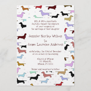 Überarbeitete Dackel zur Einladung zur Hochzeit