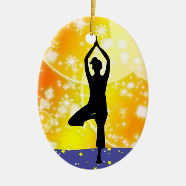 Überarbeitete Fitness! Yoga - Tree - SRF Keramik Ornament (Vorne)