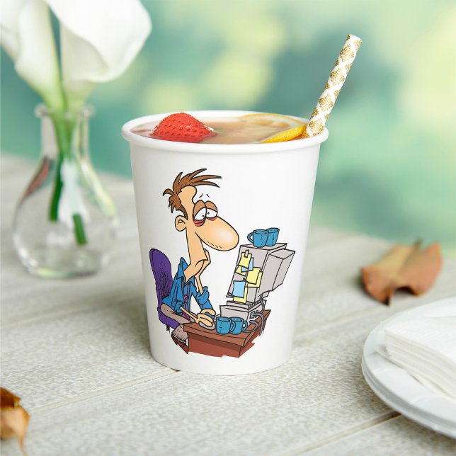 Überarbeiteter Office-Mitarbeiter Funny Tired Mita Pappbecher (Von Creator hochgeladen)