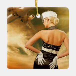 Überarbeiteter Retro-Flugbegleiter - SRF Keramikornament