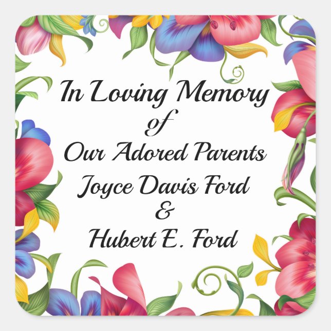 Überarbeitetes Buchzeichen in Memoriam, Spendenpla Quadratischer Aufkleber (Vorderseite)