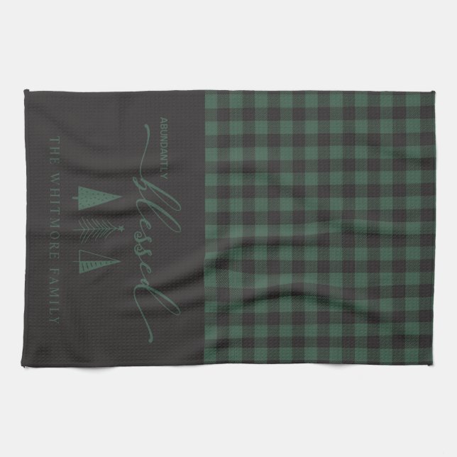 Überaus gesegnet Black Green Buffalo Kariert Geschirrtuch (Horizontal)