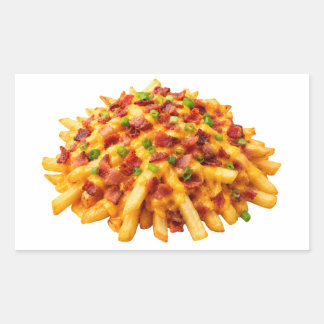 Überbackene Pommes mit Käse und Speck Rechteckiger Aufkleber