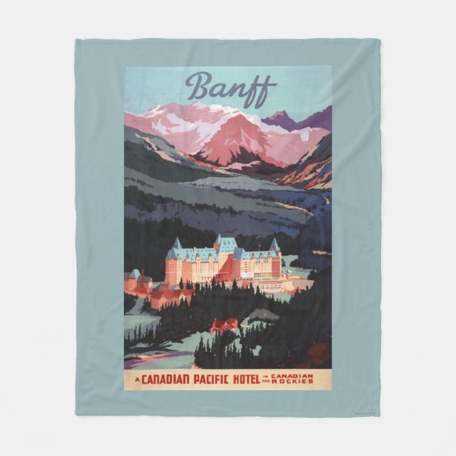 Überblick über das Banff Springs Hotel Plakat Fleecedecke (Vorderseite)