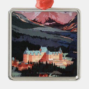 Überblick über das Banff Springs Hotel Plakat Ornament Aus Metall