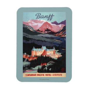 Überblick über das Banff Springs Hotel Poster Magnet