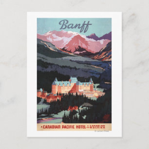 Überblick über das Banff Springs Hotel Poster Postkarte