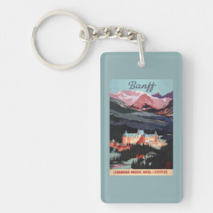 Überblick über das Banff Springs Hotel Poster Schlüsselanhänger