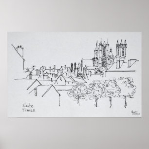 Überblick über die Stadt Nantes, Frankreich Poster