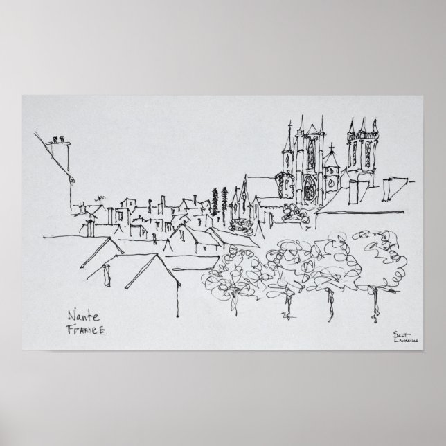 Überblick über die Stadt | Nantes, Frankreich Poster (Vorne)