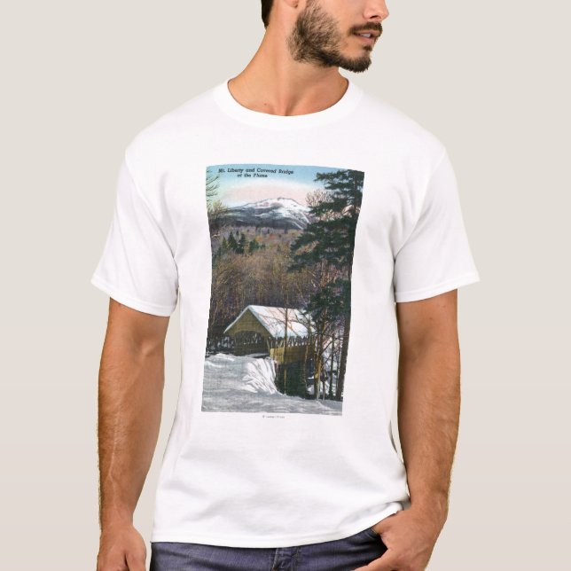 Überdachte Brücke am Gerinne im Winter T-Shirt (Vorderseite)
