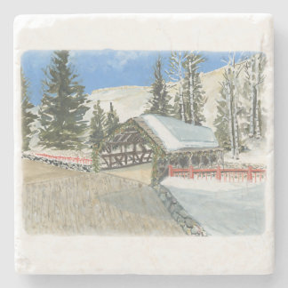 überdachte Brücke bei Vail auf einem Untersetzer