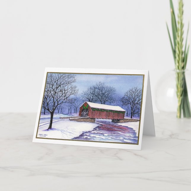 Überdachte Brücke Feiertagskarte (Vorderseite)