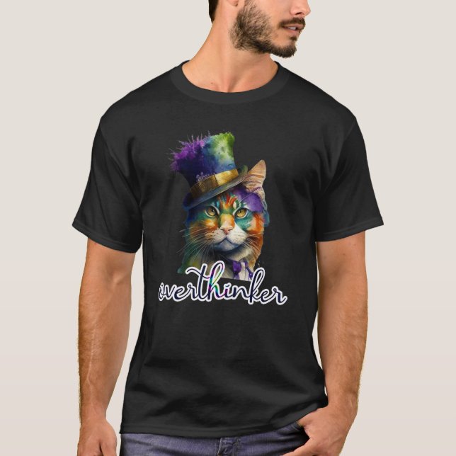 Überdenken Cat Meme Overthinker Geschenke Weihnach T-Shirt (Vorderseite)