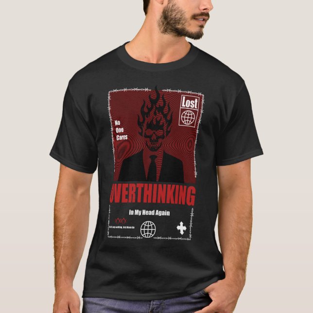 Überdenken des flammenden Schädels T-Shirt (Vorderseite)