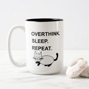 Überdenken Schlaf Wiederholen Schlafende Katze Zweifarbige Tasse