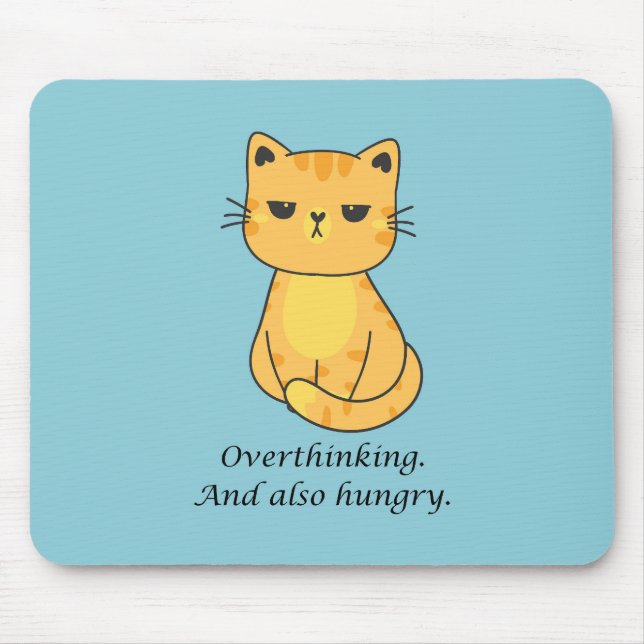 Überdenken und hungrige Orangenkatze Mousepad (Vorne)