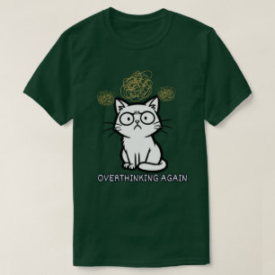 Überdenkende Katzenstimmung Illustration Design T-Shirt