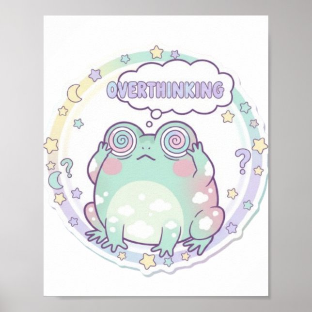 Überdenkender-Frosch-Plakat Bunte Ästhetik Frosch  Poster (Vorne)