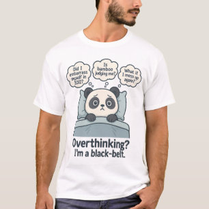 Überdenkender Panda Lustiger Angst Cartoon T-Shirt