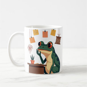 Überdenker-Frosch-Aufkleber Lustiger Angst-Humor I Kaffeetasse