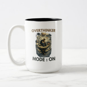 Überdenker-Modus Ein Lustiger Stress Angst Zweifarbige Tasse