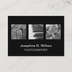 Überdimensionale 3 Fotos oder Logo Schwarz-weiß mo Visitenkarte