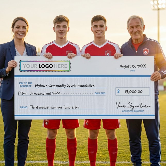 Überdimensionierter Werbescheck mit Firmenlogo Poster (Von Creator hochgeladen)