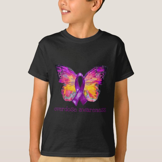 Überdosierung Bewusstsein Lila Ribbon Butterfly Ku T-Shirt (Vorderseite)