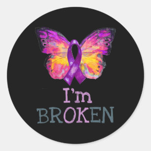 Überdosierung Bewusstsein Schmetterling Lila Ribbo Runder Aufkleber