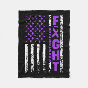 Überdosierung Lila Ribbon-amerikanisches Flag-Medi Fleecedecke